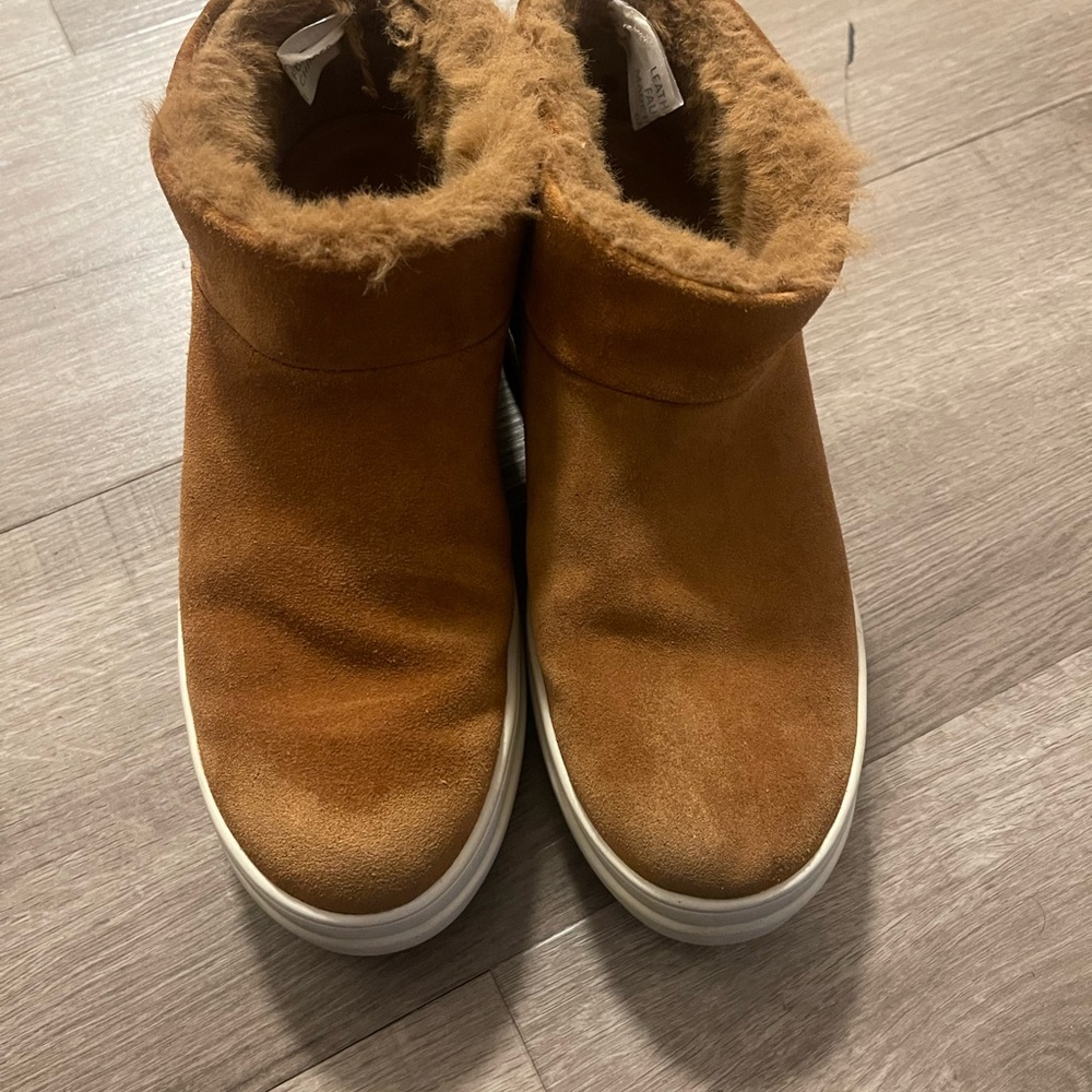 J slides Brown Suede Fur-Lined Ankle Boots